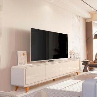 Rack Canto Arredondado 218cm Para TV 85¨ 4 Portas Liv 2.2 EDN Off White