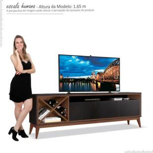 Rack Sala Para TV até 65 Polegadas Merlot 180 EDN Preto/Naturale