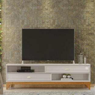 Rack Para TV 65 Polegadas 180cm Michigan Lukaliam Off White/Tauari