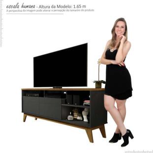 Rack Bancada Para TV Até 50 Pol Nevada 1.36 Lukaliam Preto/Canela