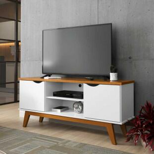 Rack Para TV Sala 55 Polegadas 140cm Prism 1.4 Patrimar Branco/Cinamomo