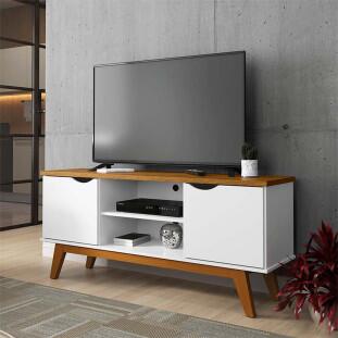 Rack Para TV Sala 55 Polegadas 140cm Prism 1.4 Patrimar Branco/Cumaru