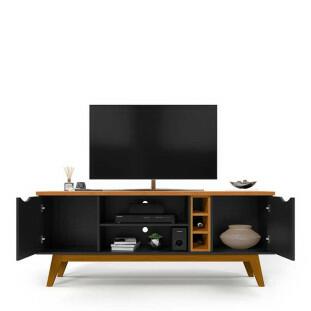 Rack Para TV Sala 50 Polegadas 160cm Prism 1.6 Patrimar Preto/Cinamomo