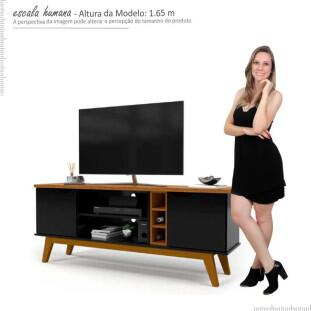 Rack Para TV Sala 50 Polegadas 160cm Prism 1.6 Patrimar Preto/Cumaru