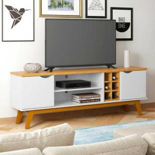Rack Para TV Sala 75 Polegadas 180cm Prism 1.8 Patrimar Branco/Cinamomo