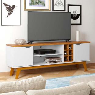 Rack Para TV Sala 75 Polegadas 180cm Prism 1.8 Patrimar Branco/Cumaru