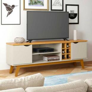 Rack Para TV Sala 75 Polegadas 180cm Prism 1.8 Patrimar Off White/Cinamomo