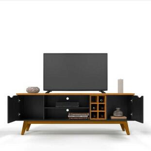 Rack Para TV Sala 60 Polegadas 180cm Prism 1.8 Patrimar Preto/Cinamomo