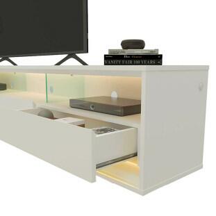 Rack Com LED Pra TV 75 Polegadas 212cm Requinte Rodízios Gelius Branco