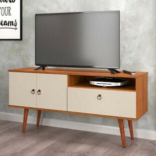 Rack Retrô Para TV 46 Polegadas 137cm Topázio Patrimar Cumaru/Off White
