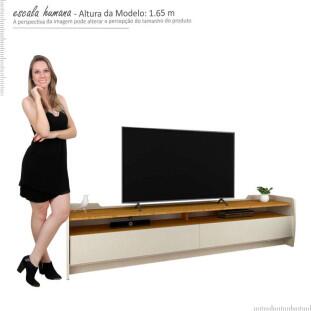 Rack Para Sala TV Até 75 Polegadas Sublime 1.8 Gelius Off White/Naturale