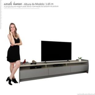 Rack Para Sala TV 75 Polegadas 220cm Sublime 2.2 Gelius Cinza/Off White