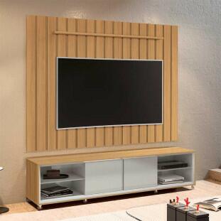 Rack Com Painel Ripado Brise TV 75 Polegadas 218cm Thor 2.2 EDN Freijo/Fendi