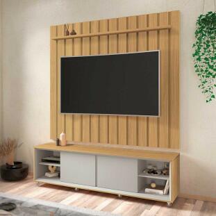 Rack Com Painel Ripado Brise TV 75 Polegadas 180cm Thor 1.8 EDN Freijo/Fendi