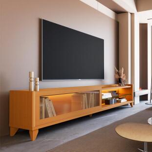 Rack Moderno Com LED 218cm Para TV 85¨ Vellaro 2.2 EDN Cedro