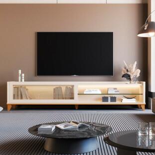 Rack Moderno Com LED 218cm Para TV 85¨ Vellaro 2.2 EDN Off White