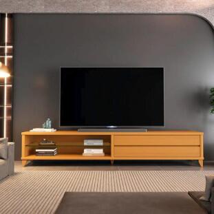 Rack Moderno Sala 218cm Para TV 85¨ Vigo 2.2 EDN Cedro