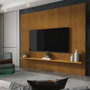 Painel Para TV 75 Polegadas Ripado 3D 224cm x 220cm Requinte Clean Gelius Naturale