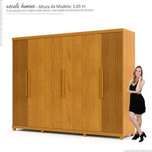 Guarda Roupa Casal 6 Portas 4 Gavetas 273cm x 240cm Absolut Gelius Naturale/Ripado