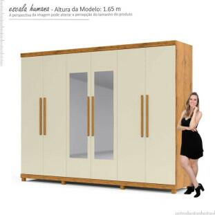 Guarda Roupa Casal Com Espelho 6 Portas 273cm x 240cm Absolut Gelius Madeirado/Off White