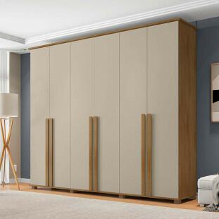Guarda Roupa Casal 6 Portas 263cm Com Pés Amsterdã RV Móveis Cinamomo/Off White