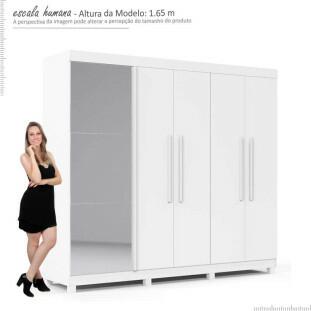 Guarda Roupa Com Sapateira e Espelho Diamante Gelius Branco