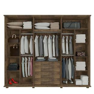 Guarda Roupa Casal 271cm 6 Portas 5 Gavetas Estrela RV Móveis Amadeirado