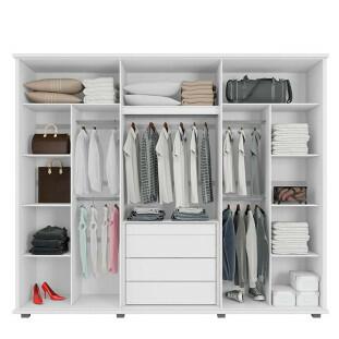 Guarda Roupa Casal 271cm 6 Portas 5 Gavetas Estrela RV Móveis Branco