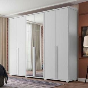 Guarda Roupa 6 Portas com Espelho 271cm Estrela RV Móveis Branco