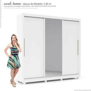 Guarda Roupa Casal Grande Espelhado 3 Portas Imperial Gelius Branco