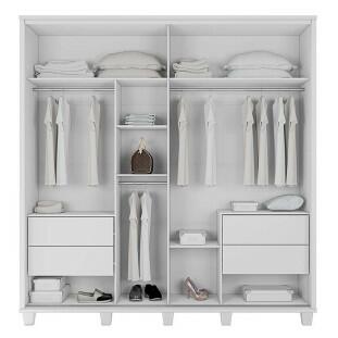 Guarda Roupa Casal 228cm Portas de Correr Monte Carlo RV Móveis Branco