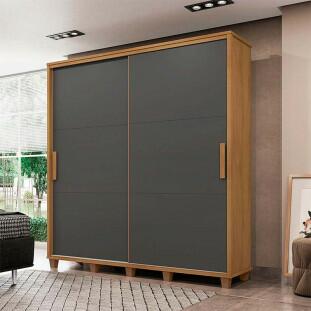Guarda Roupa Casal 228cm Portas de Correr Monte Carlo RV Móveis Cinamomo/Grafite