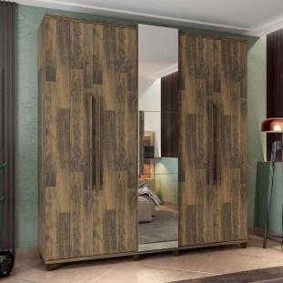 Guarda Roupa Com Espelho 5 Portas 228cm Munique RV Móveis Amadeirado