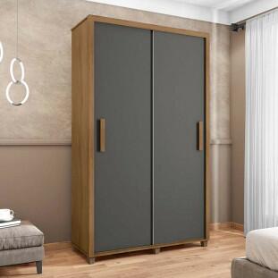 Guarda Roupa Pequeno 136cm Solteiro 2 Portas Correr Suécia RV Móveis Cinamomo/Grafite