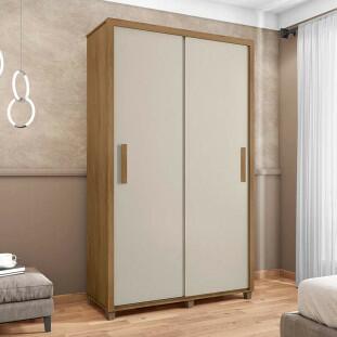 Guarda Roupa Pequeno 136cm Solteiro 2 Portas Correr Suécia RV Móveis Cinamomo/Off White