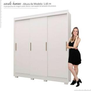 Guarda Roupa Solteiro 3 Portas Correr Viena Gelius Branco