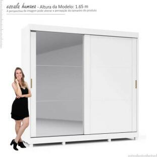 Guarda Roupa Casal Grande Espelhado 2 Portas Zeus Gelius Branco