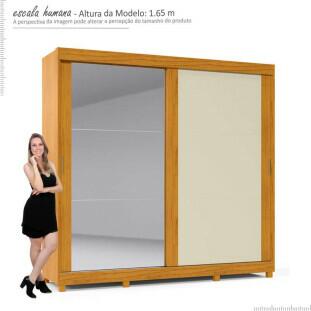 Guarda Roupa Casal Grande Espelhado 2 Portas Zeus Gelius Naturale/Off White