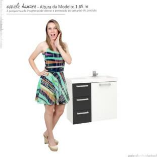 Gabinete Para Banheiro Aço Ameixa 60 Cozimax Branco/Preto