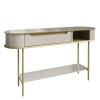 Aparador Sala 136cm Pés de Ferro Arredondado 1 Gaveta Atlanta Lukaliam Off White/Dourado