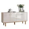 Buffet Balcão Sala 4 Portas 160cm Catar Lukaliam Off White Perolizado/Tauari