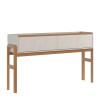 Aparador Moderno 2 Gavetas Pés Madeira 143cm Elegance Lukaliam Off Whte/Jequitiba