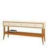 Aparador Retrô 3 Gavetas 154cm Bari EDN Off White/Cedro