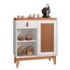 Aparador Cantinho Café 80cm 1 Gaveta Rubi Casa D Branco/Noce