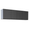 Armário Aéreo Aço 4 Portas Cozinha Gaia 180cm Cozimax Preto