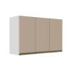 Módulo Armário Aéreo 68x120x34 3 Portas 100% MDF Cozinha Modulada Gold J Robel Branco/Fendi Matte