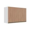 Módulo Armário Aéreo 68x120x34 3 Portas 100% MDF Cozinha Modulada Gold J Robel Branco/Hanover
