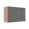 Módulo Armário Aéreo 68x120x34 3 Portas 100% MDF Cozinha Modulada Gold J Robel Hanover/Cinza Matte