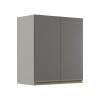 Módulo Armário Aéreo 68x60 2 Portas 100% MDF Cozinha Modulada Gold Robel Fendi/Cinza