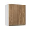 Módulo Armário Aéreo 68x60x34cm 2 Portas 100% MDF Cozinha Modulada Gold J Robel Branco/Amendoeira BP